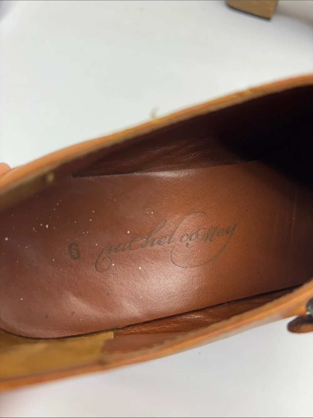 Rachel Comey Leather Buckle Slip-On Loafers in Cognac, SZ 6, box 11